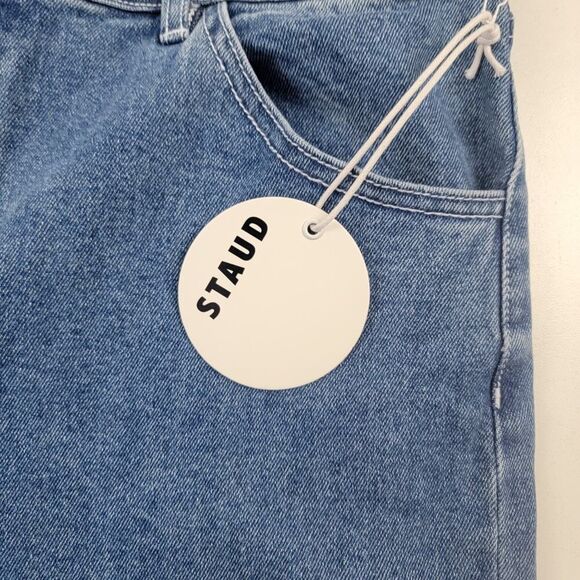 Staud Blue Denim Wide Leg Flare Jeans Women's Size 10 NWT Msrp $295 Painter Pant - Picture 4 of 14